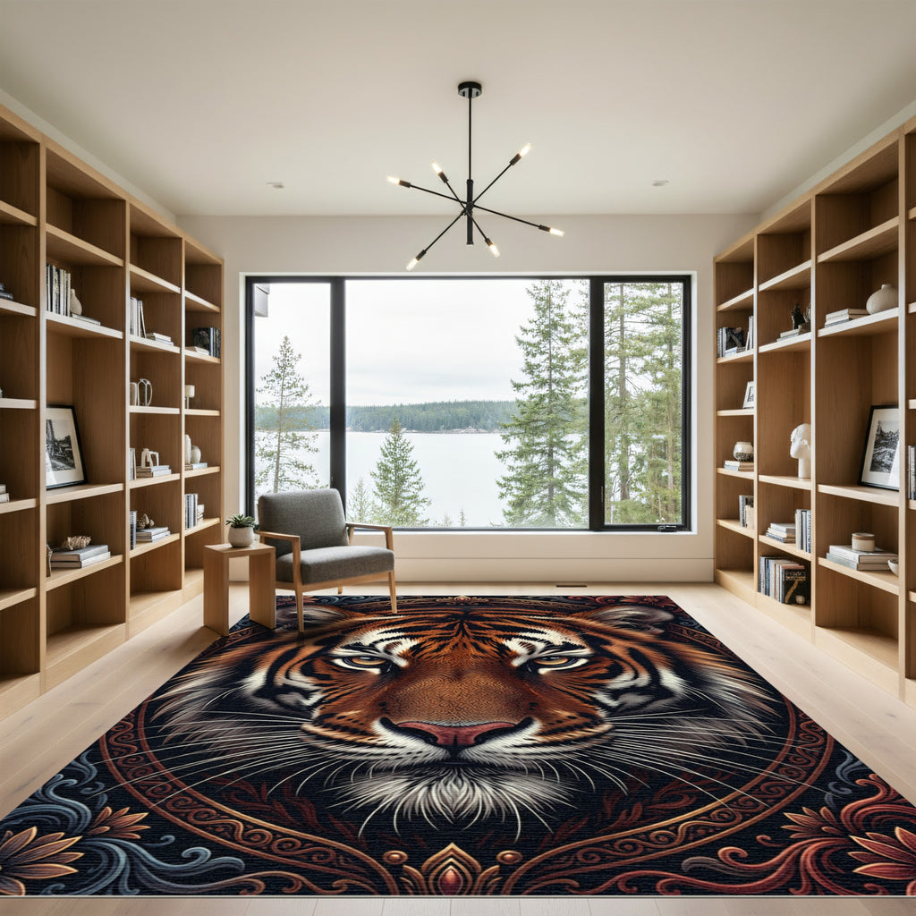 Majestic Tiger Detailed Portrait Rug