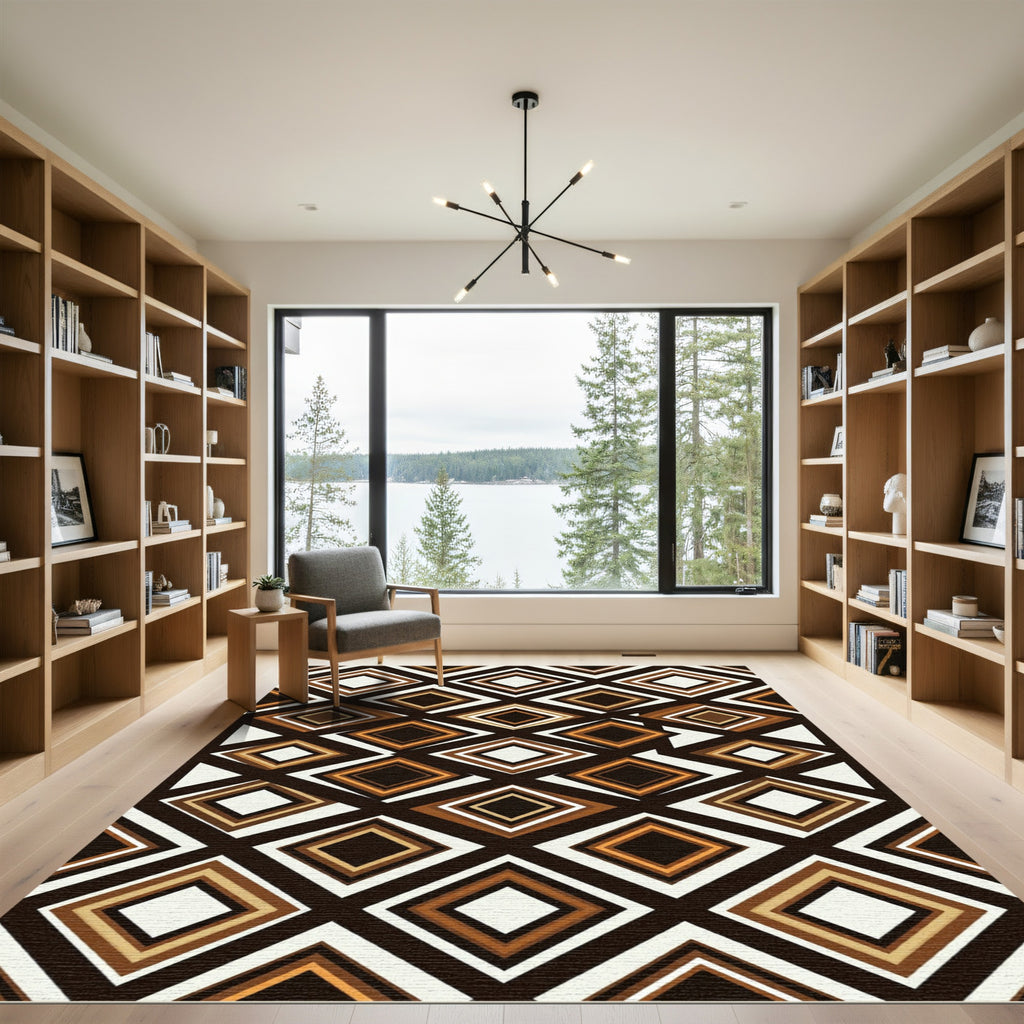 Retro Earthy Diamond Layered Rug