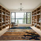 Earthy Wood Plank Aesthetic Contrast Rug