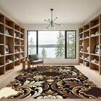 Opulent Gold Baroque Floral Scroll Rug