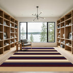 Deep Plum Cream Striped Composition Rug