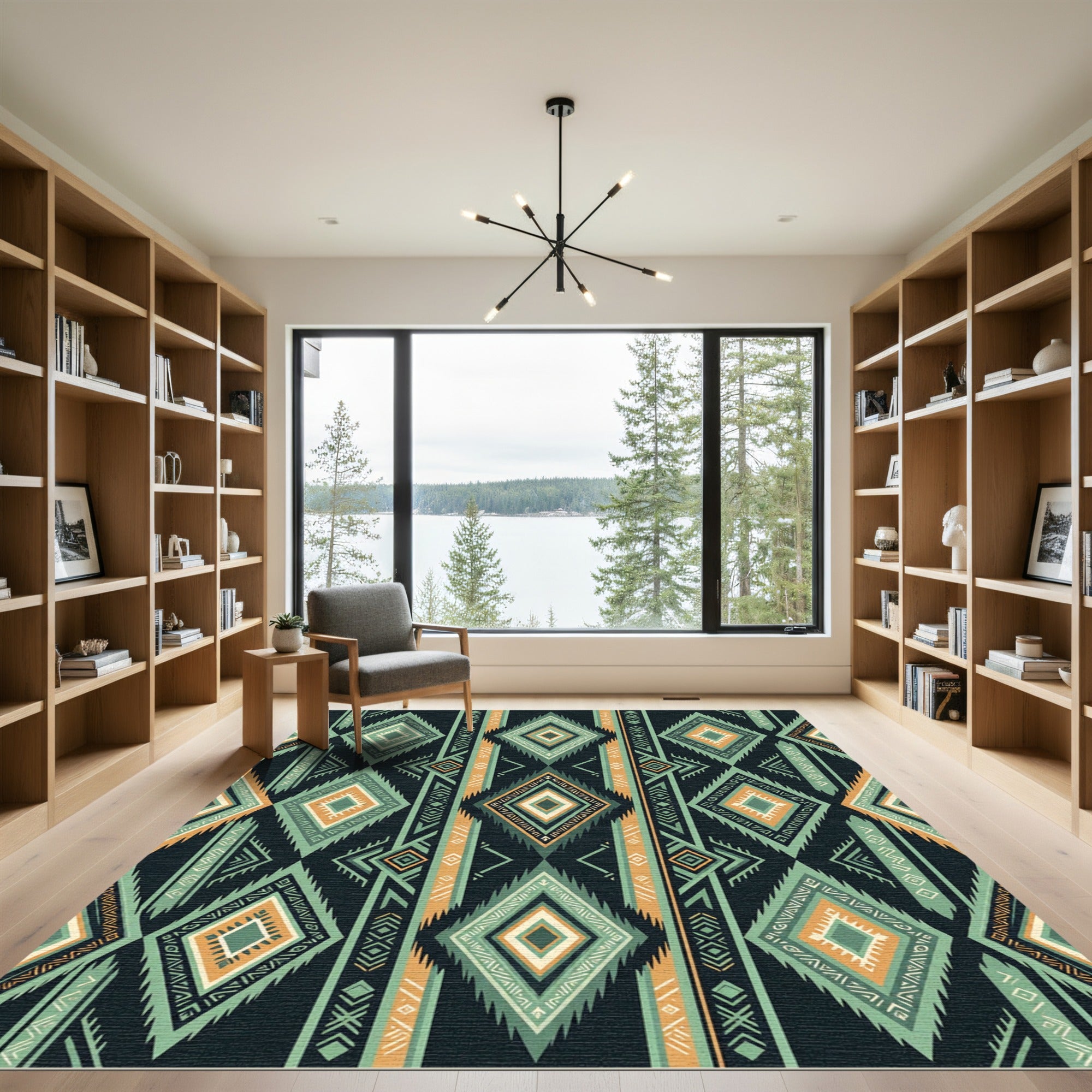 Tribal Geometric Diamond Pattern Rug
