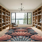 Salmon And Gray Heart Shells Rug