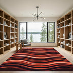 Crimson Orange Flowing Wave Lines Rug