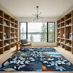 Coastal Blue Floral Weathered Shore Area Rug