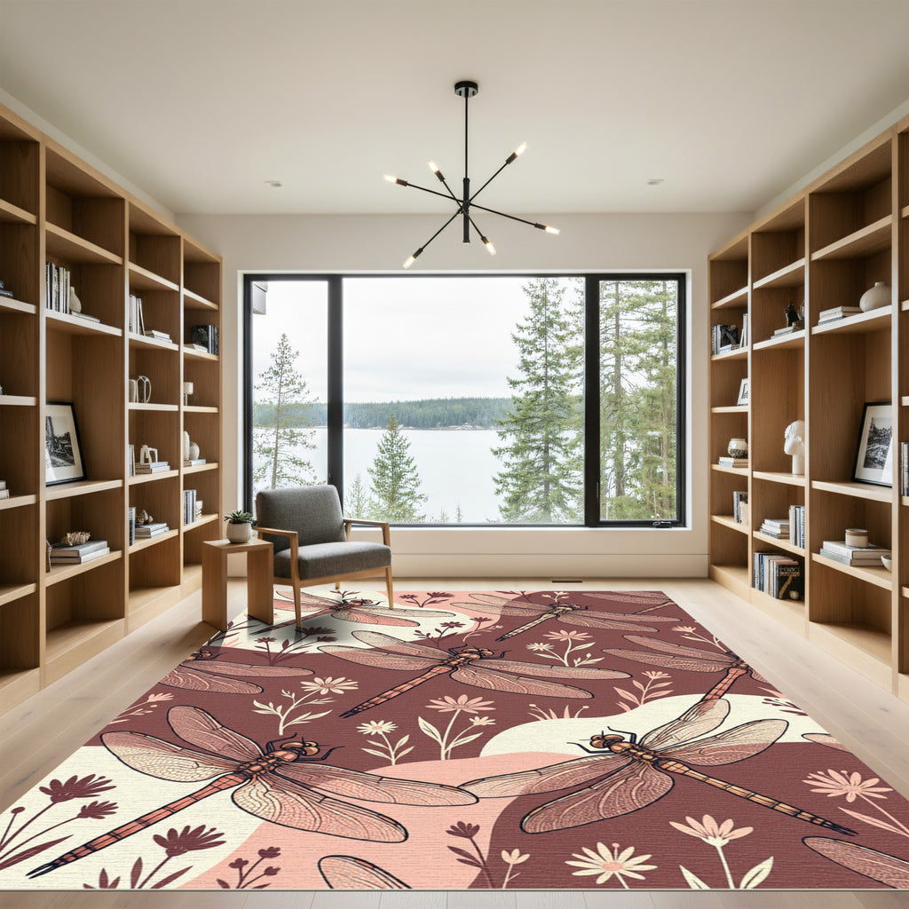 Earthy Tone Dragonfly Meadow Rug