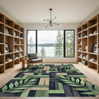 Woven Olive Wood Grain Foliage Rug