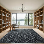 Monochromatic Gray Herringbone Chevron Rug