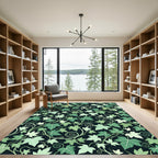 Lush Emerald Ivy Leaf Botanical Scroll Rug
