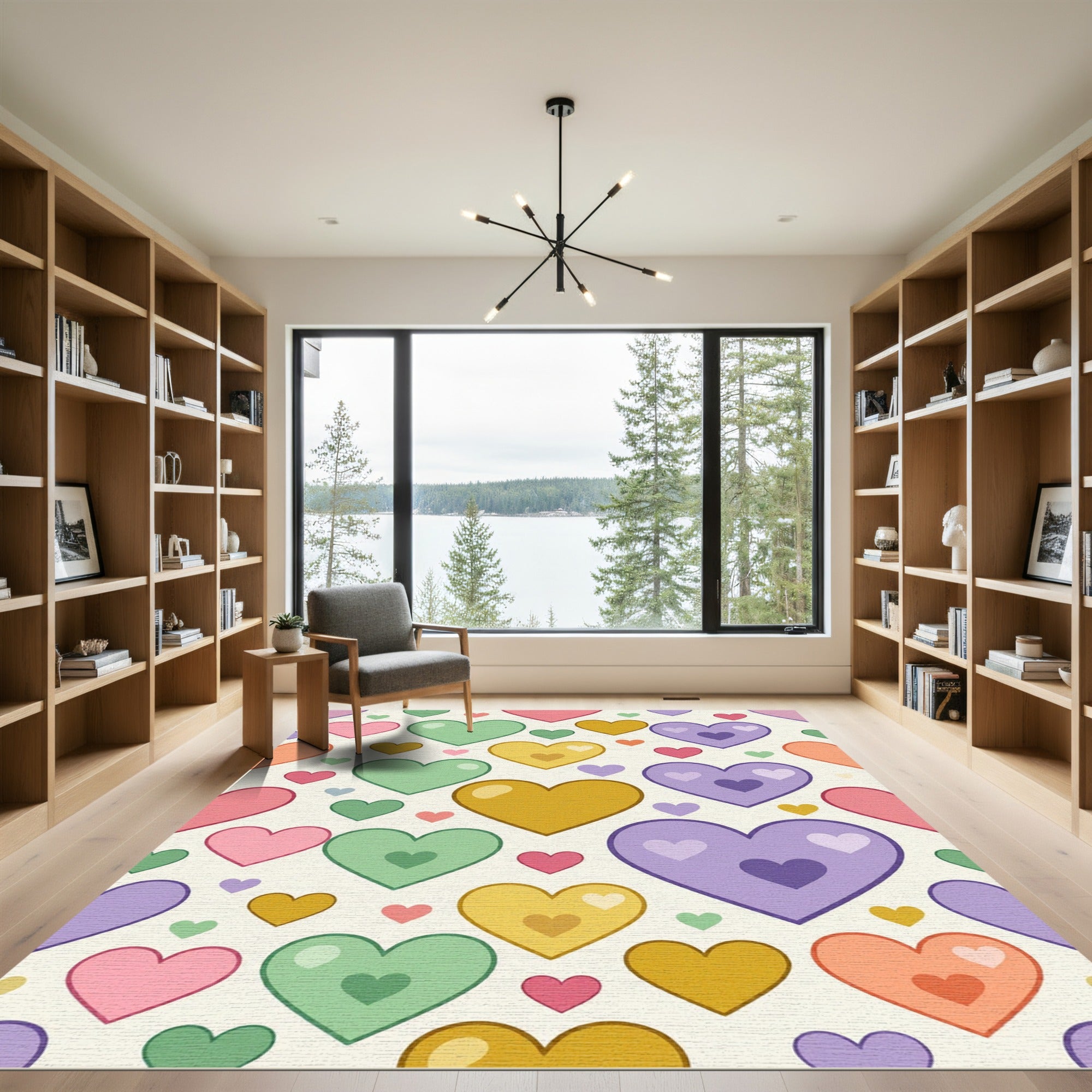 Playful Pastel Heart Mosaic Rug