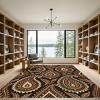 Rich Earthy Brown Paisley Medallions Rug