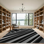 Modern Monochrome Angular Striped Rug