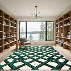 Emerald Interlocking Geometric Lattice Grid Rug