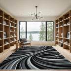 Monochromatic Swirling Abstract Lines Rug