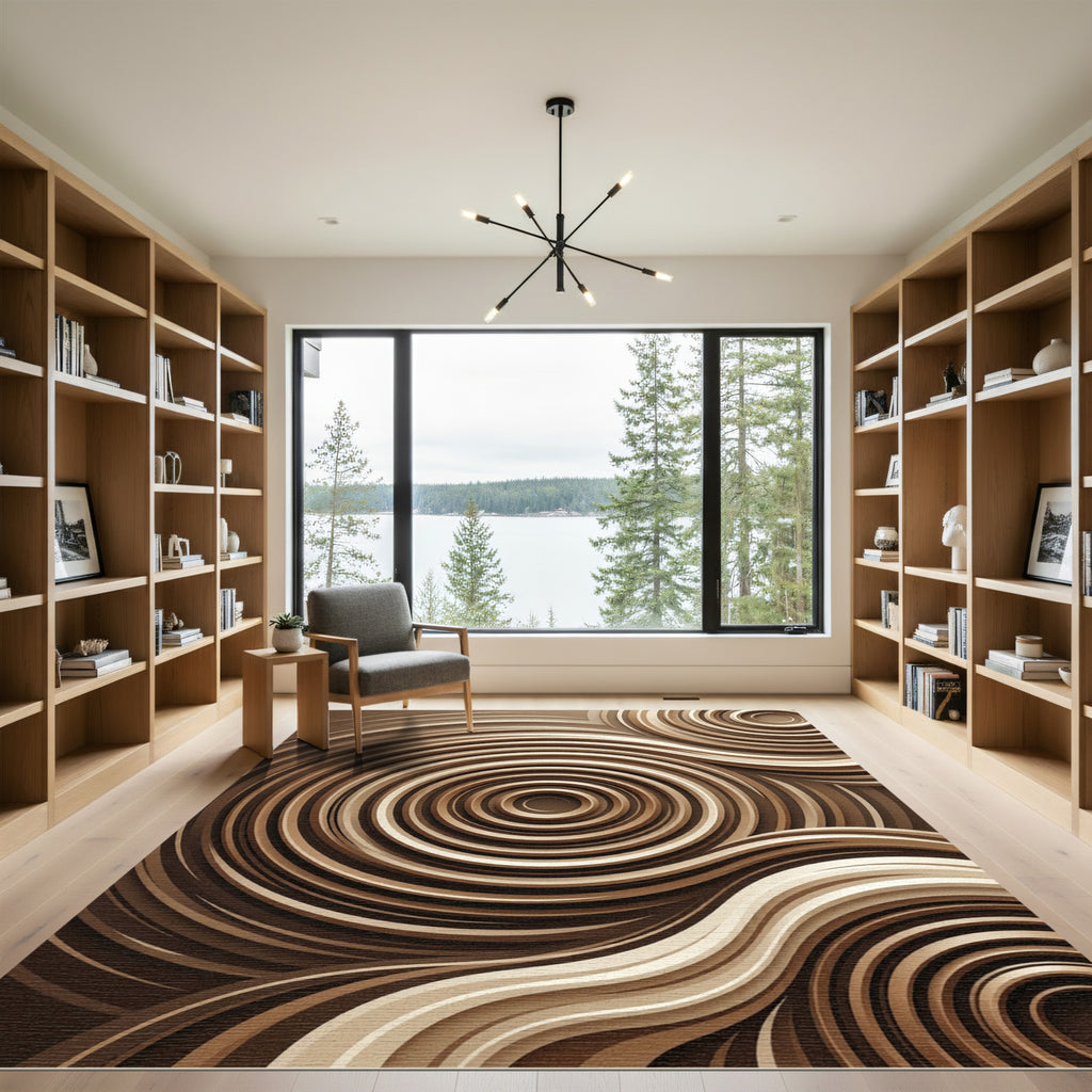 Rich Chocolate Swirl Ribbon Waves Rug