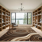 Rich Chocolate Swirl Ribbon Waves Rug
