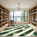 Modern Geometric Forest Green Layered Stripes Rug