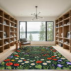 Enchanted Forest Meadow Floral Mandala Rug