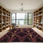 Rich Burgundy Gold Architectural Arches Rug