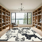Whimsical Terrier Dog Repeat Illustration Rug