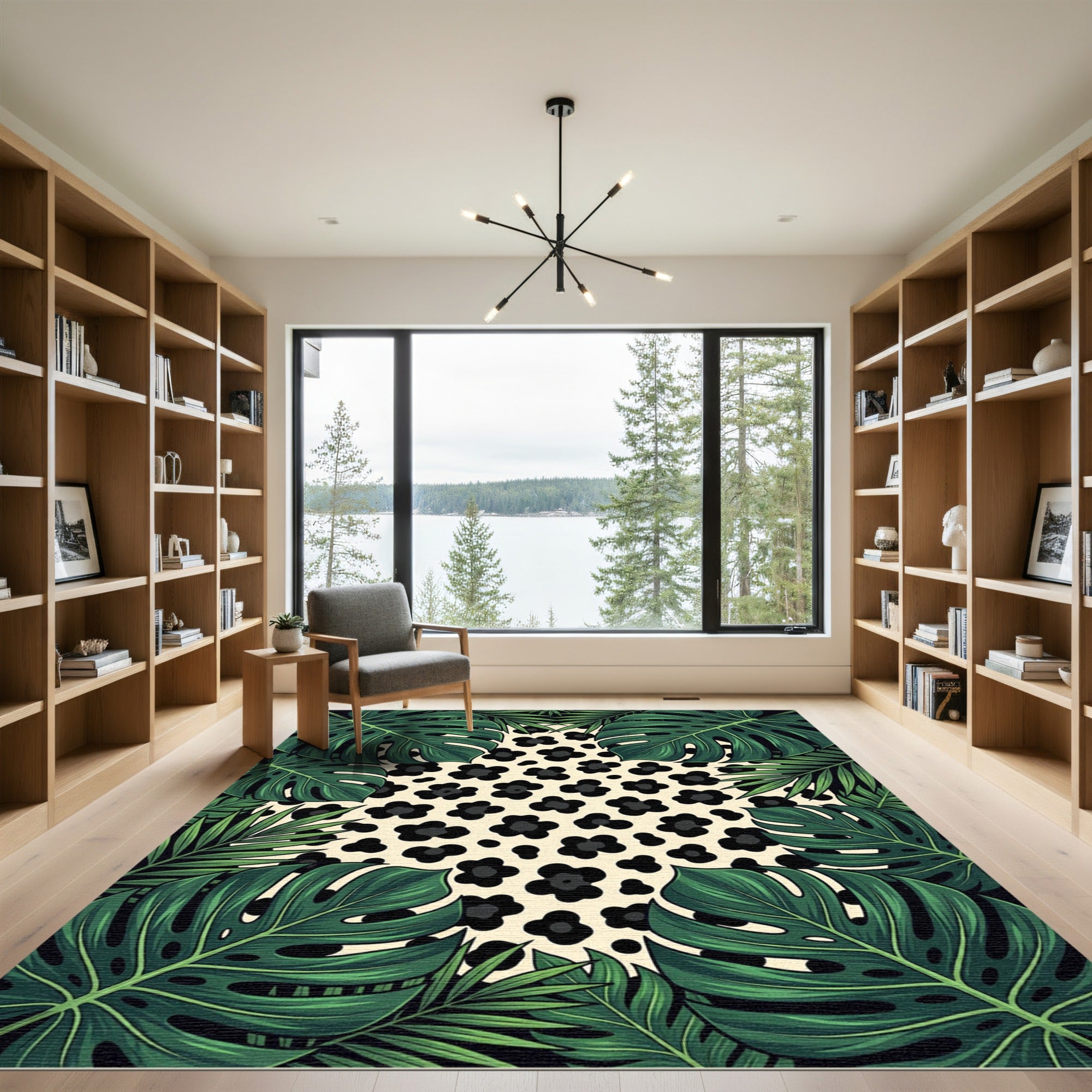 Lush Tropical Jungle Leopard Spot Rug