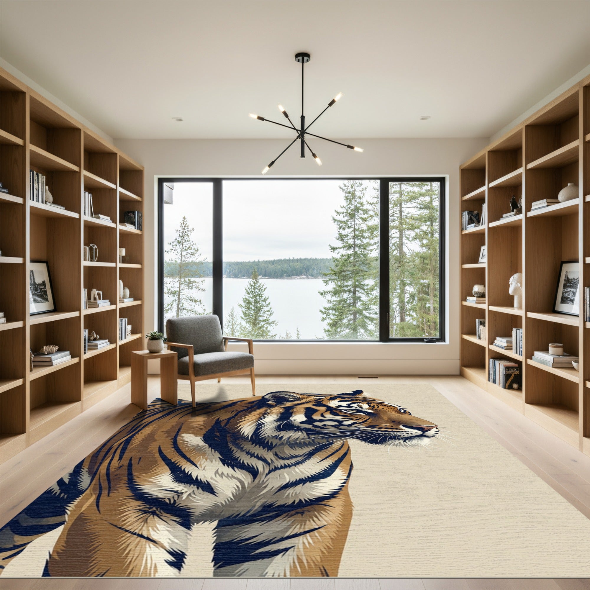 Majestic Golden Striped Bengal Tiger Rug