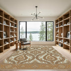 Golden Paisley Floral Scrolling Vine Rug