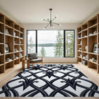 Elegant Charcoal Gothic Filigree Interlaced Rug