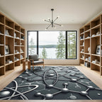 Silver Metallic Atomic Molecular Structure Rug