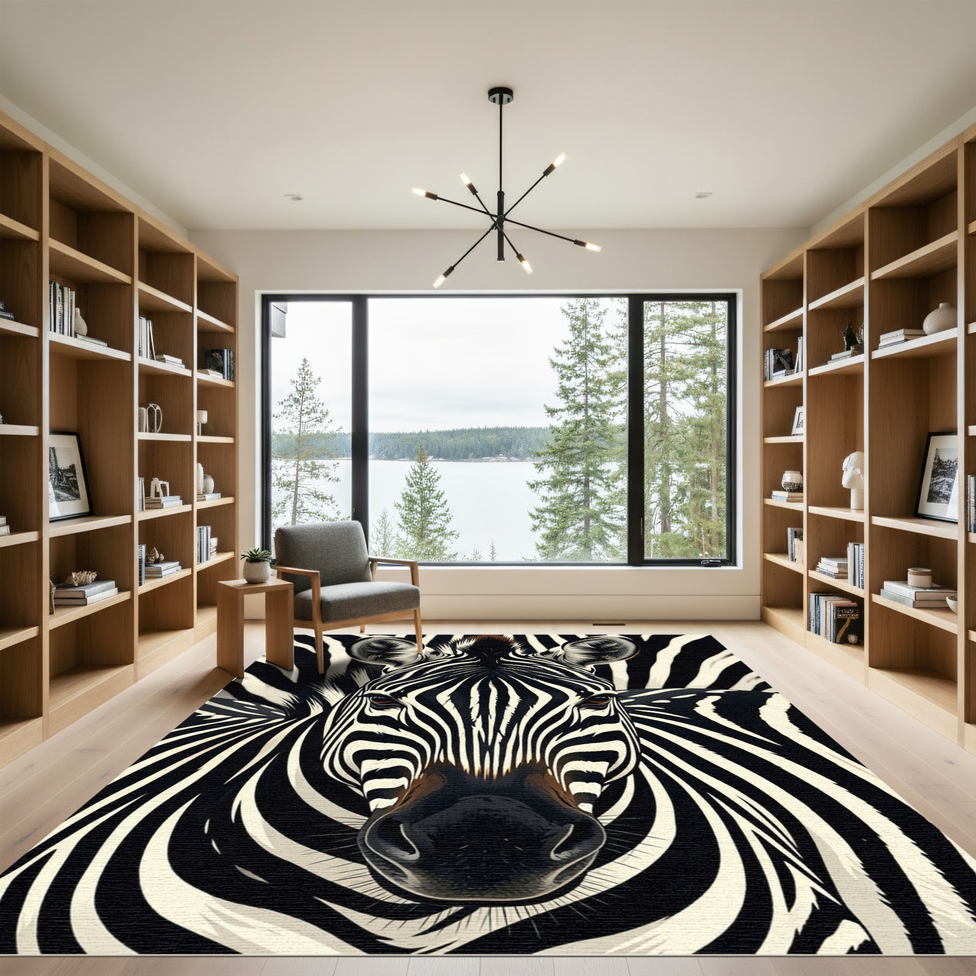 Striking Zebra Lines Abstraction Rug