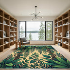 Lush Green Tropical Foliage Arch Rug