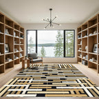 Textured Beige and White Latticework Rug