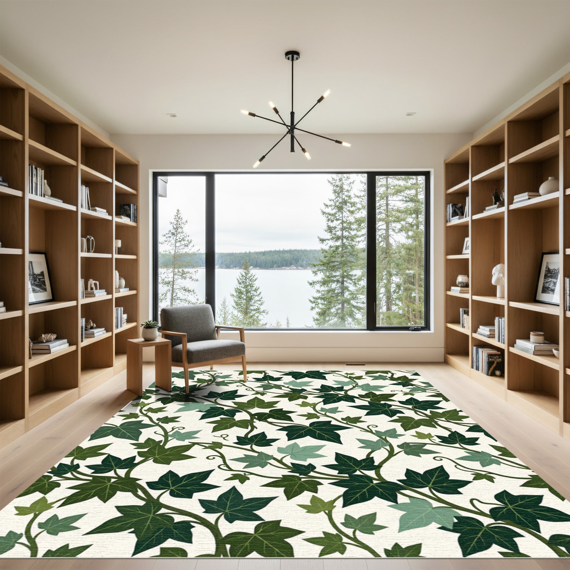 Green Ivy Vine Botanical Art Rug
