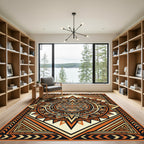 Aztec Sun Burnt Orange Geometric Medallion Rug