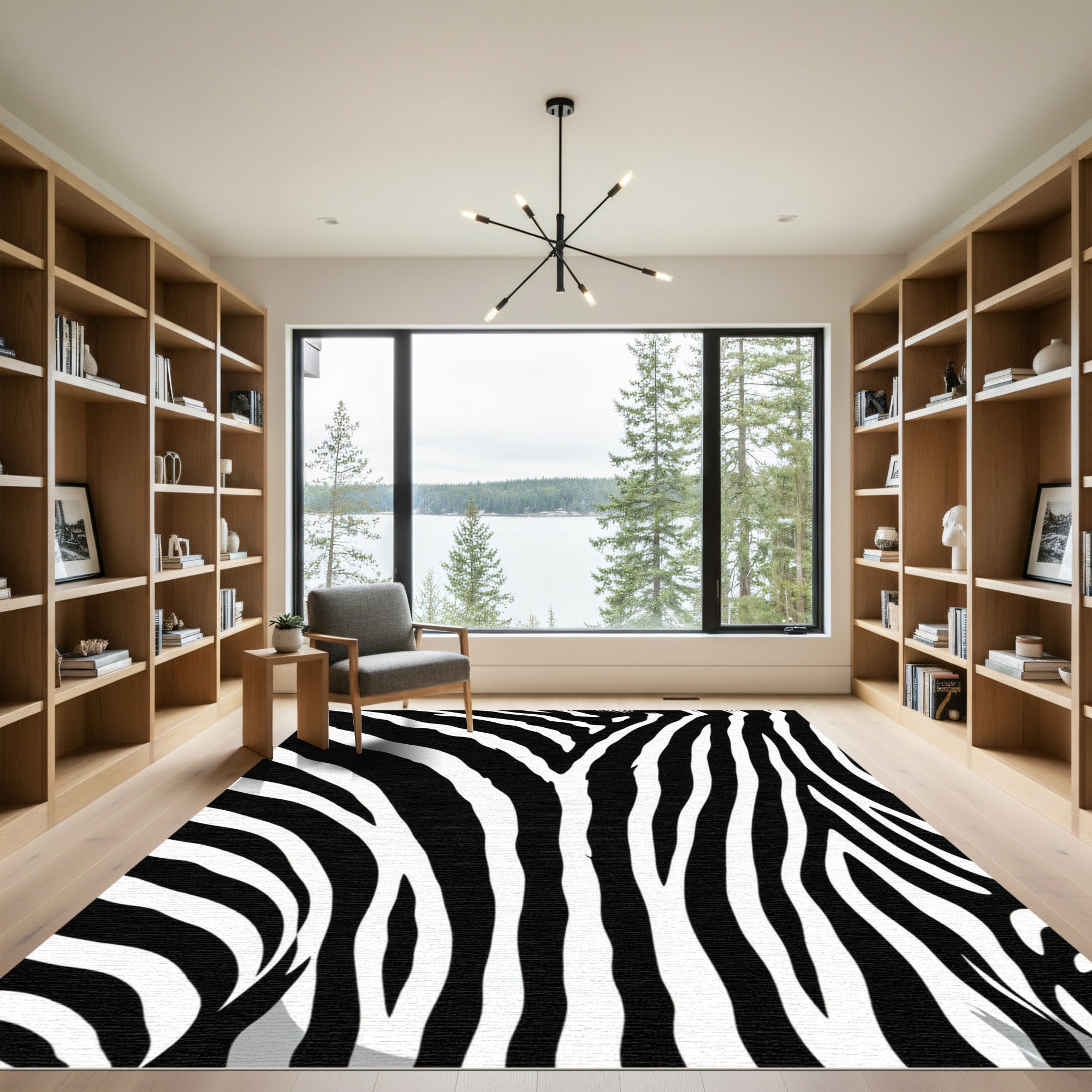 Bold Monochrome Zebra Lines Area Rug