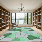 Green Ginkgo Leaf Pattern Rug