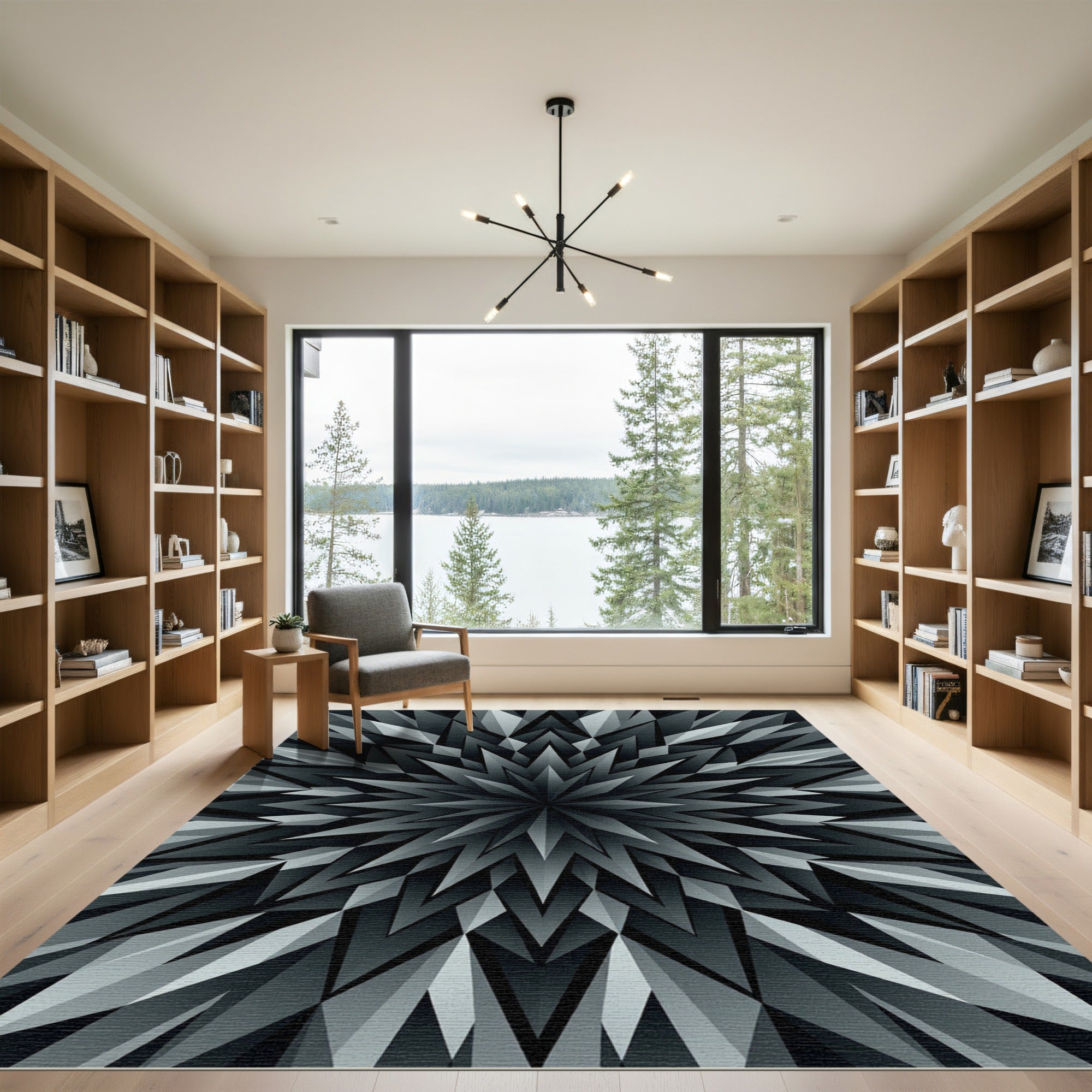 Monochromatic Geometric Starburst Rug