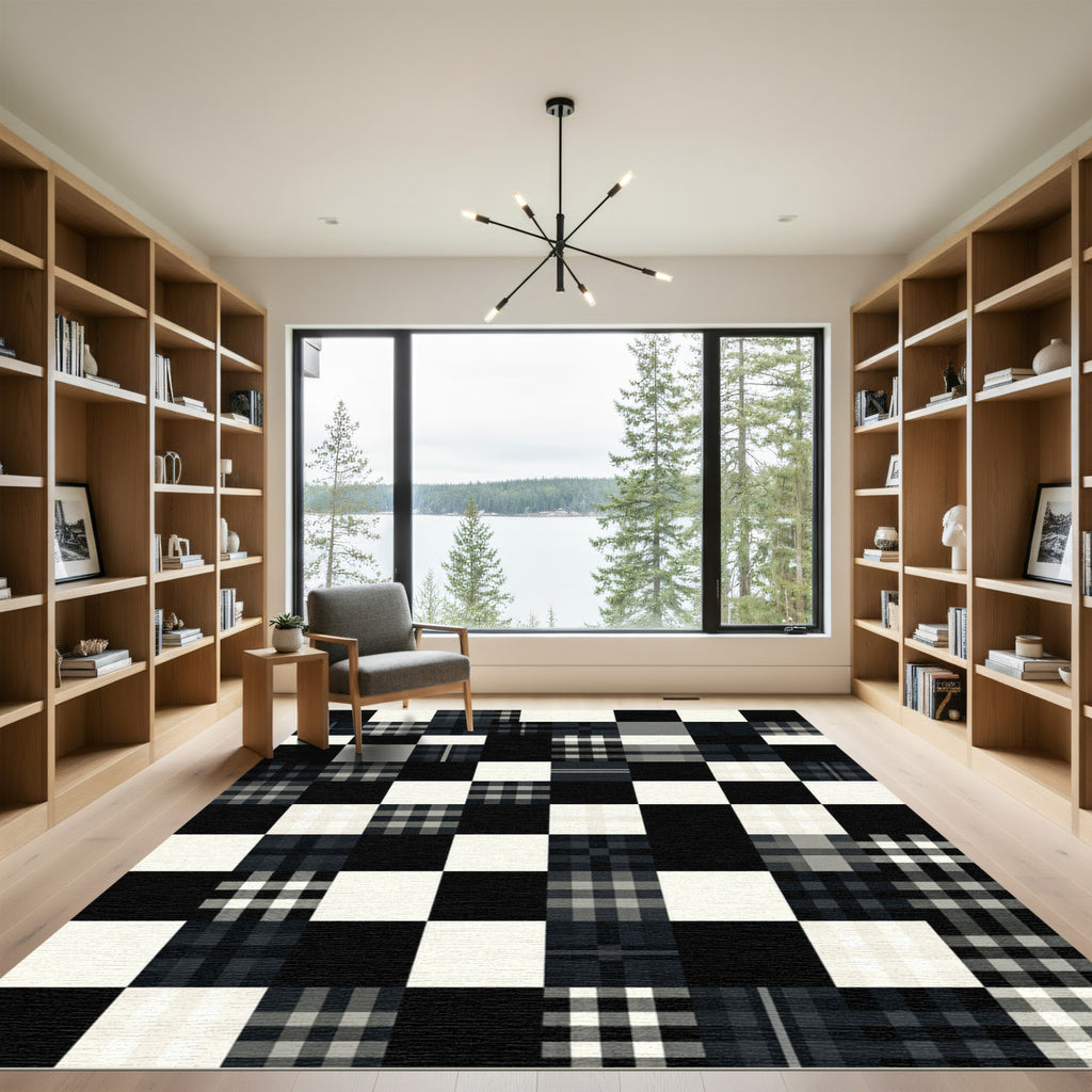 Checkerboard Plaid Squares Patchwork Rug