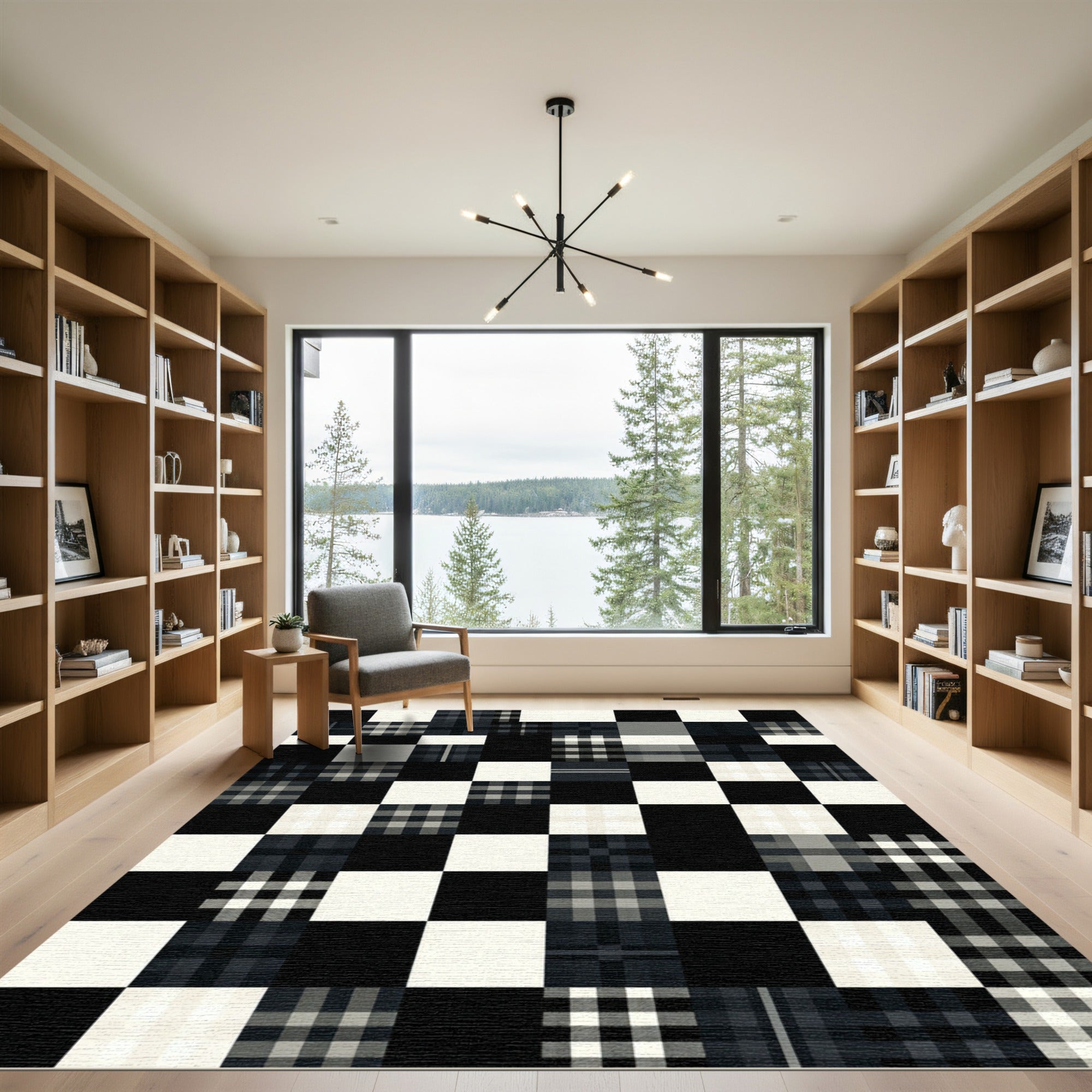 Checkerboard Plaid Squares Patchwork Rug
