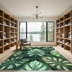 Lush Tropical Botanical Leaf Foliage Rug