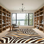 Bold Brown and Cream Zebra Wave Rug