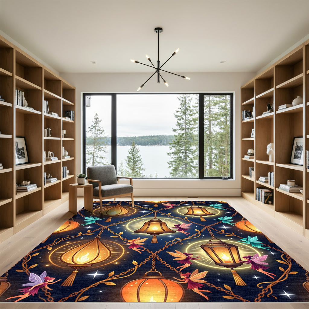 Magical Fairy Lanterns And Golden Chains Rug