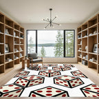 Isometric Dice Cream And Maroon Grid Rug