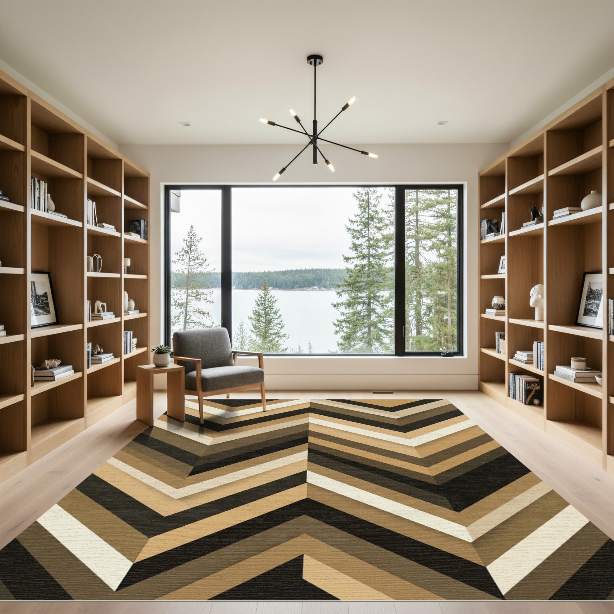 Modern Earthy Chevron Geometric Rug