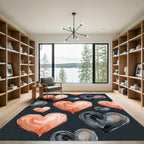 Watercolor Peach and Charcoal Heart Backdrop Rug
