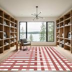 Terracotta Stripe and Check Blend Rug