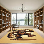 Playful Golden Chimp Graphic Illustration Rug