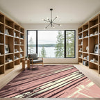 Crimson Abstract Striped Canvas Rug