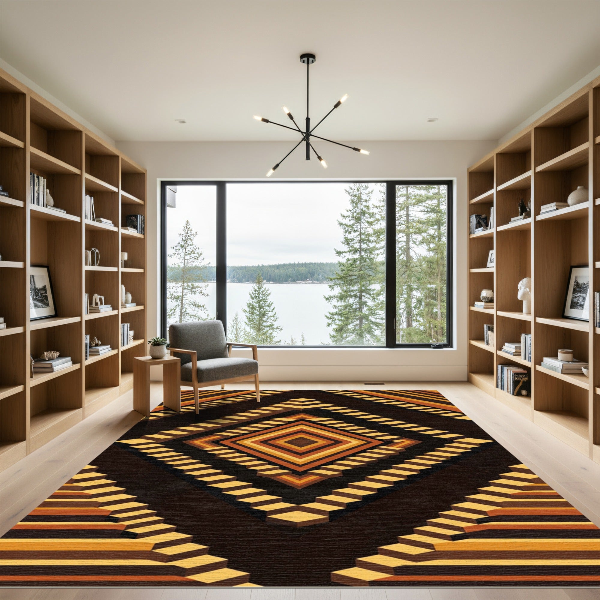 Art Deco Geometric Diamond Steps Rug