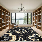 Ethereal Monochrome Geode Crystal Abstract Rug